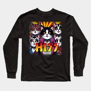 HISS - KISS band gift for cat lovers - Funny music Long Sleeve T-Shirt